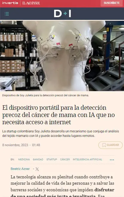 The portable breast cancer early detection device with AI that does not need internet access.