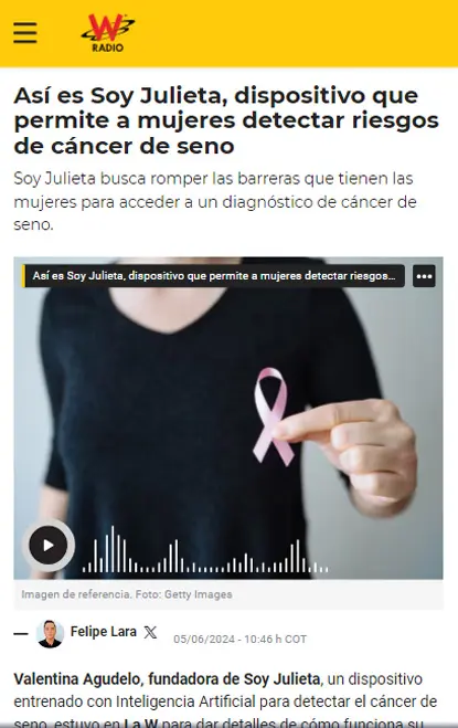This is Soy Julieta, a device that allows women to detect breast cancer risks.