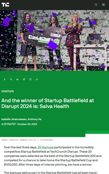 And the winner of Startup Battlefield at Disrupt 2024 is Salva Health.